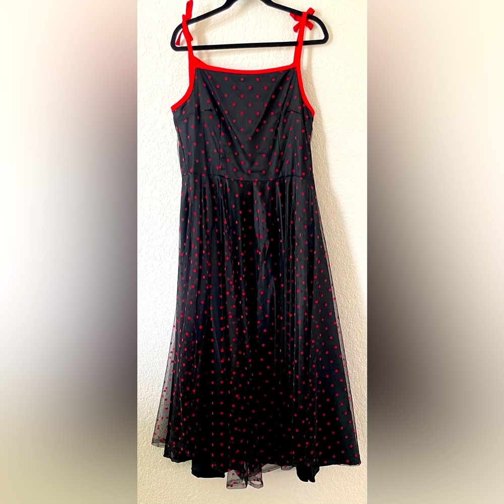 Handmade Tulle Layered Dress Size 12 Black with Red Polka Dots